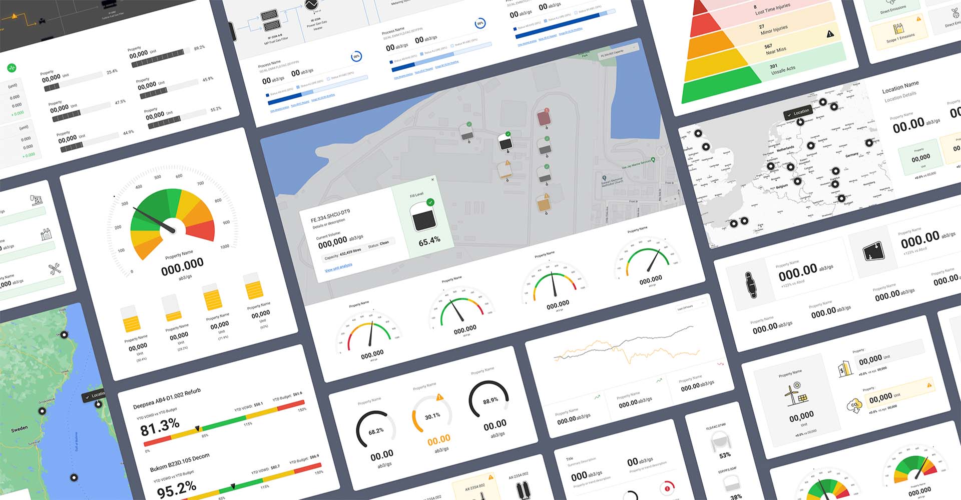 A selection of Data Visualisation Widgets that users can configure in Pipelines